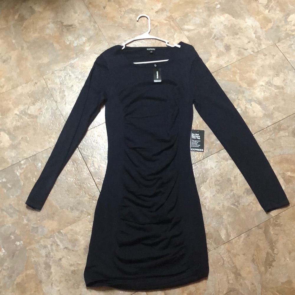 Express Navy blue long sleeve cotton dress.